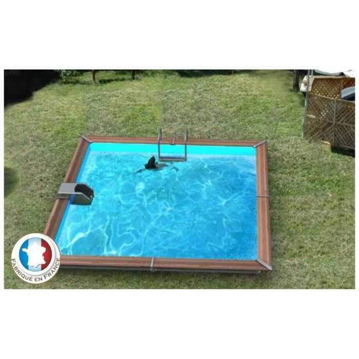 Piscine en bois rectangulaire WATERCLIP - Egine - 3,70 x 3,70 x 1,47 m - Filtre à sable - Hors-sol