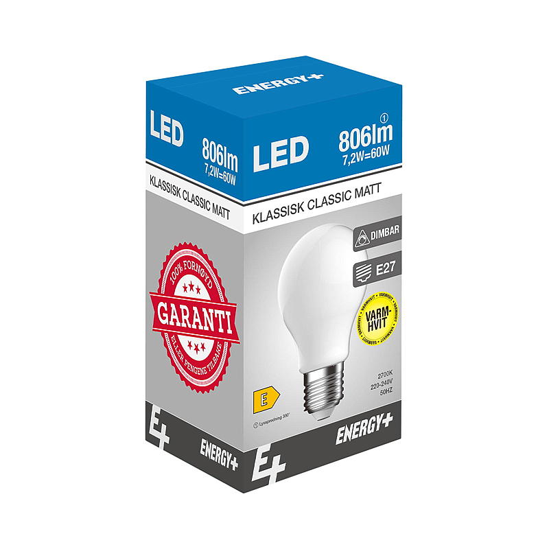 Bombilla LED de bajo consumo 806 lm Regulable clásico mate E27 A60 E