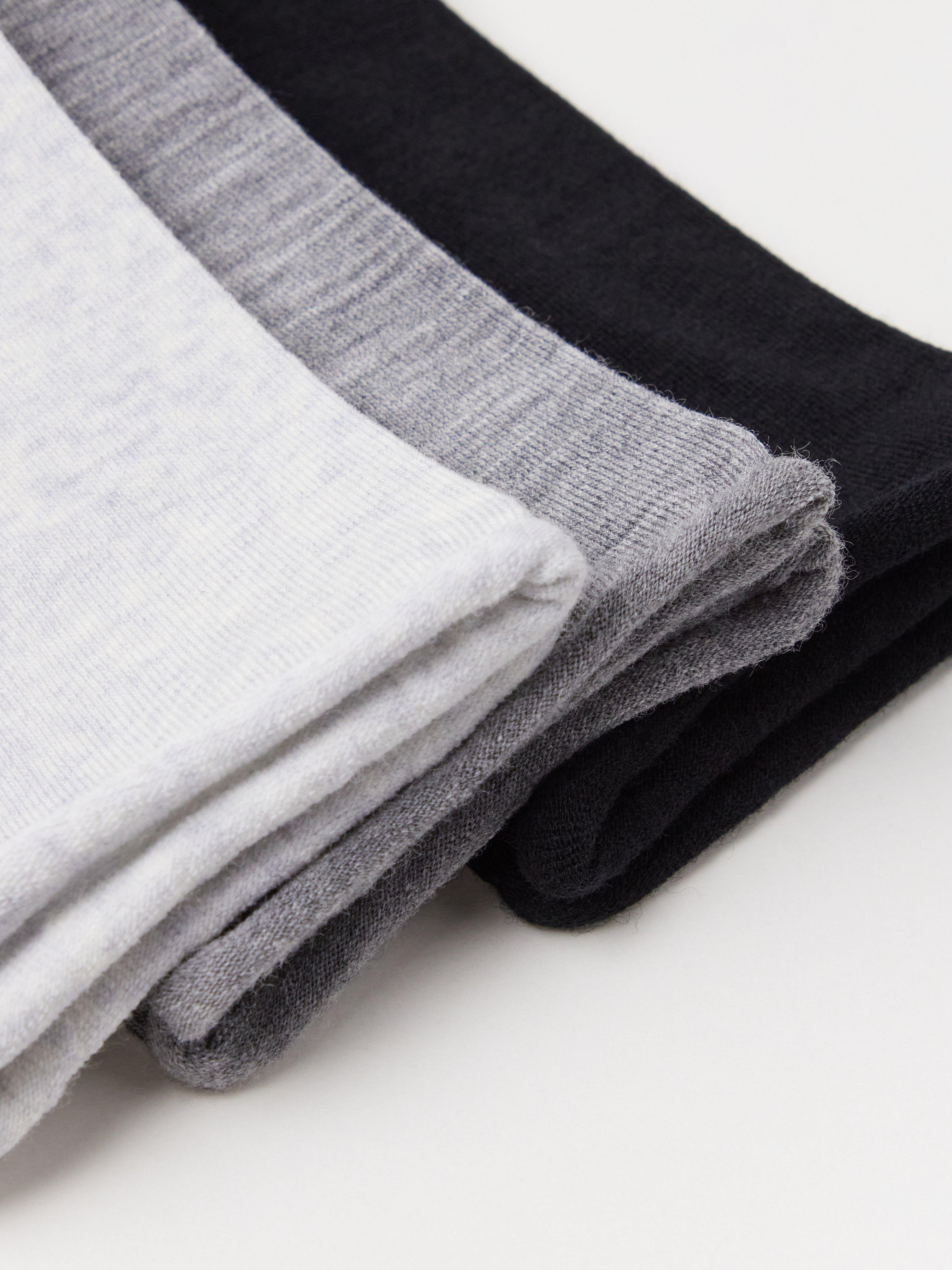 Pacote com 3 pares de meias pretas em mistura de lã merino.