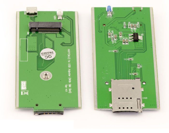 Adaptateur USB - KALEA INFORMATIQUE - M.2 WWAN LTE - Compatible 3G 4G - Emplacement carte SIM - Format 2242
