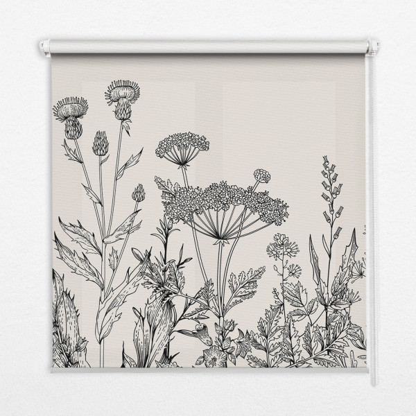 Roleta zaciemniająca wewnętrzna - 50x50 cm - Szare Kwiaty