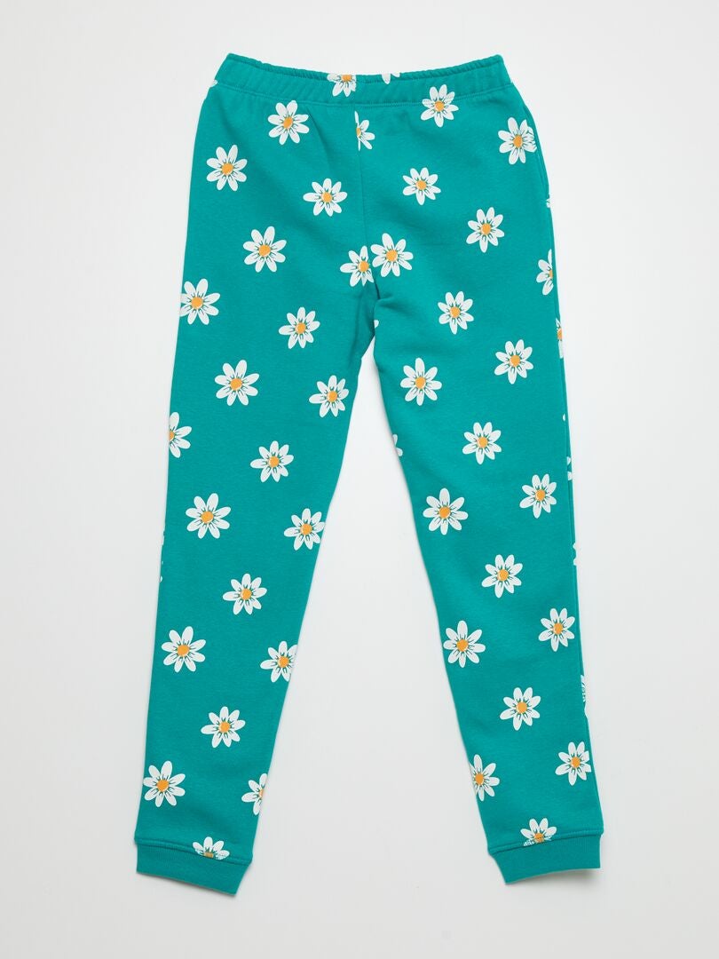 Bedrukte fleece joggingbroek - GROEN