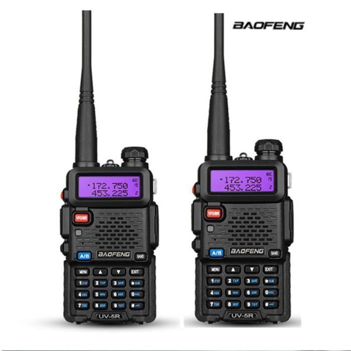2 unidades de radios portátiles Baofeng UV-5R FM VHF/UHF con doble banda, pantalla, modo de suspensión y reloj incorporado (auriculares incluidos, YYV)