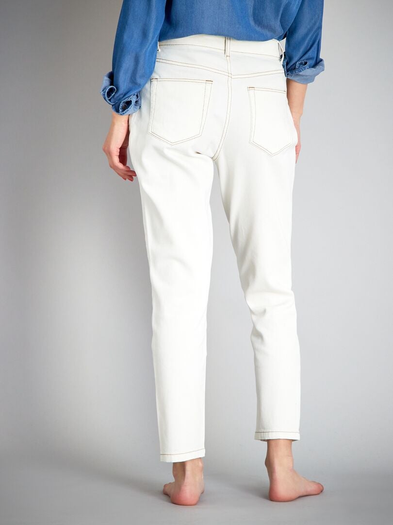 Calça jeans Mom de cintura muito alta - L28 - BRANCA