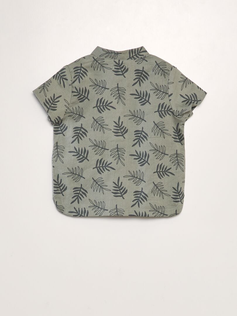 Camisa com gola mandarim - Cáqui