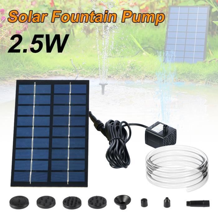 Fuente con bomba solar de 9 V y 2,5 W - Bomba de agua flotante con 6 boquillas para decoración de estanques, piscinas y jardines.