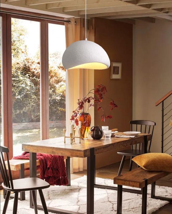 iDEGU Moderne Suspension Luminaire Industriel Ciment 30cm Créatif Lustre Plafonnier Design Edison pour Salon Chambre,Blanc