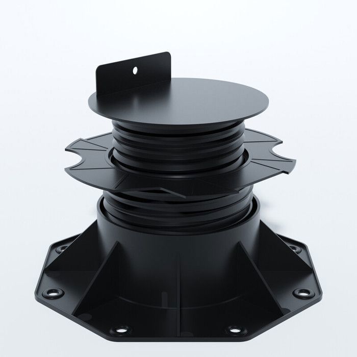 PLOT RÉGLABLE DE 60 À 138 MM POUR TERRASSE BOIS ET COMPOSITE - L: 186 mm - l: 186 mm - Noir