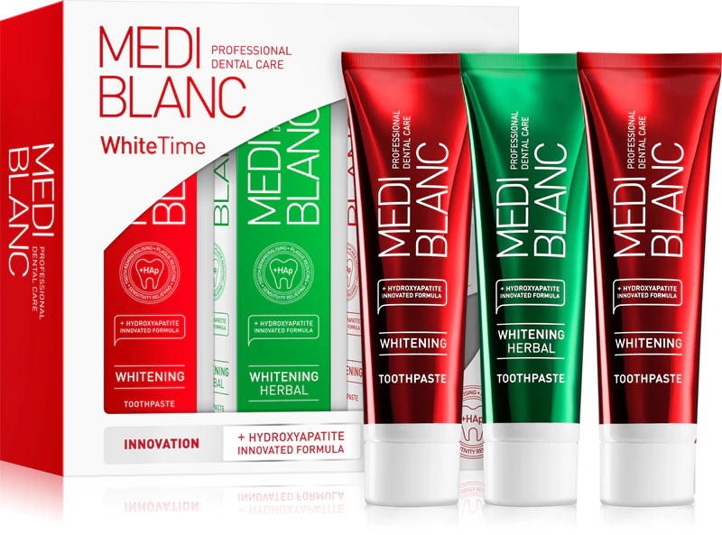 Sada na starostlivosť o zuby MEDIBLANC Dental Care White Time Set pre snehobiele zuby