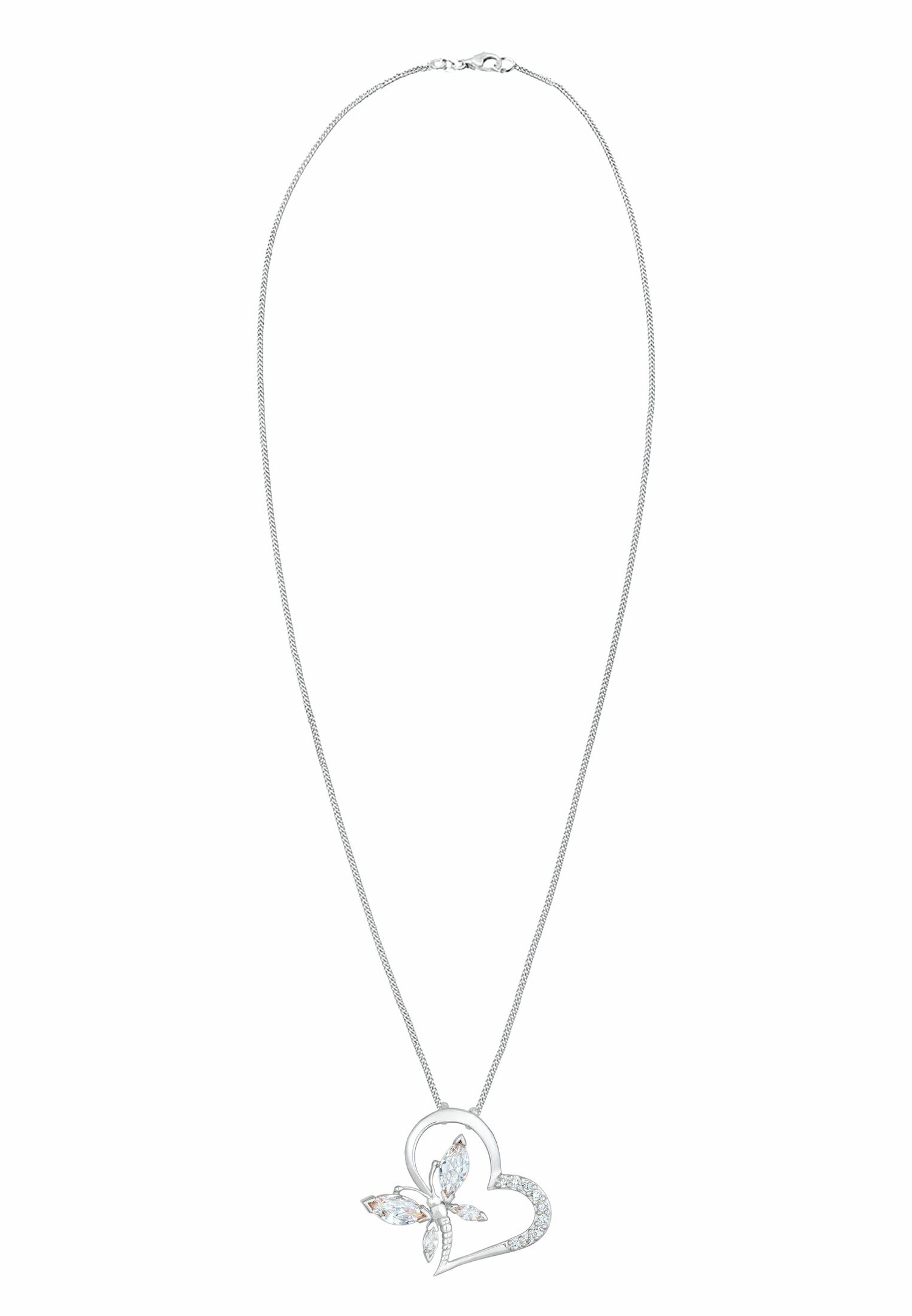 Elli Femmes Pendentif Coeur Papillon Élégant avec Cristal de Zirconium en Argent Sterling 925