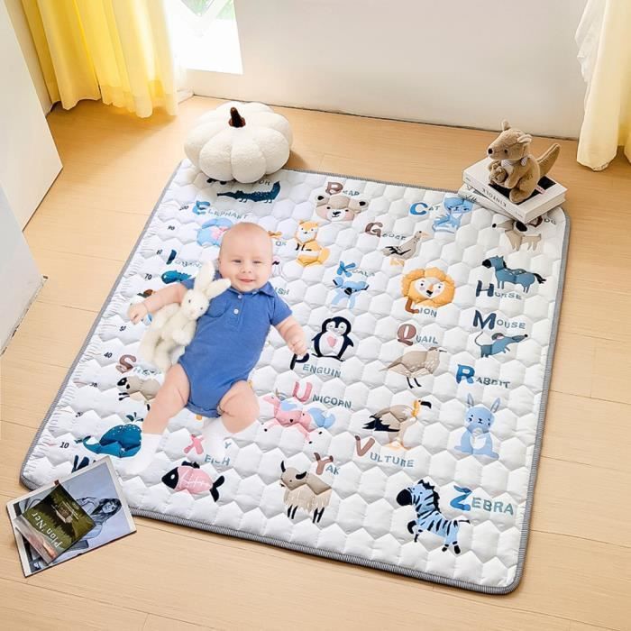 Alfombra antideslizante de 127x127 cm, plegable, gruesa, con estampado de animales, ideal para la habitación de los niños.