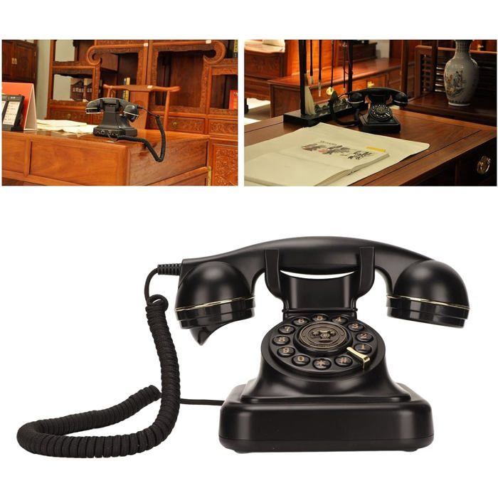 Teléfono fijo retro - SUTEO - Marcación giratoria antigua - Control de volumen - Rellamada rápida