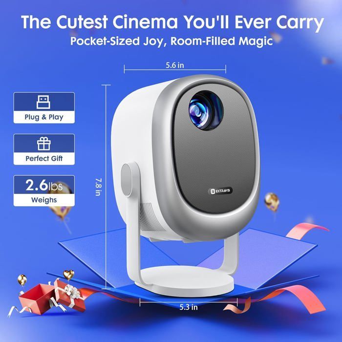Mini Vidéoprojecteur[Support Réglable À 360°] H1 Projecteur Portable 500Ansi, Keystone Automatique Et Mise Au Point Électr[XV167]