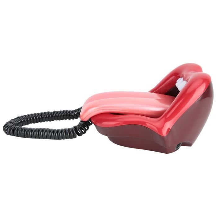 Telefono fisso - SONEW - Modello con linguetta rossa - Con filo - Funzione luce lampeggiante - Design accattivante
