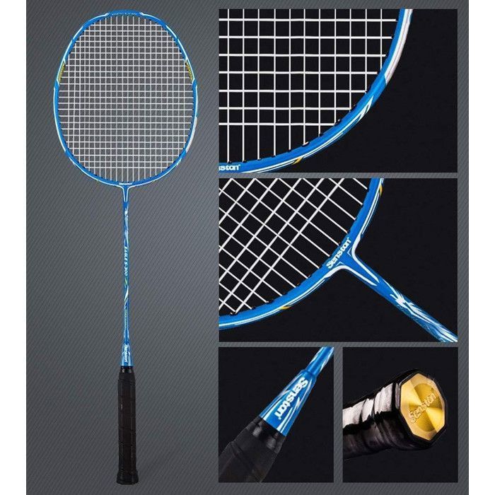 Senston S300 hoogwaardige badmintonrackets van koolstofvezel, 2 rackets, 2 overgrips en 10 shuttlecocks.