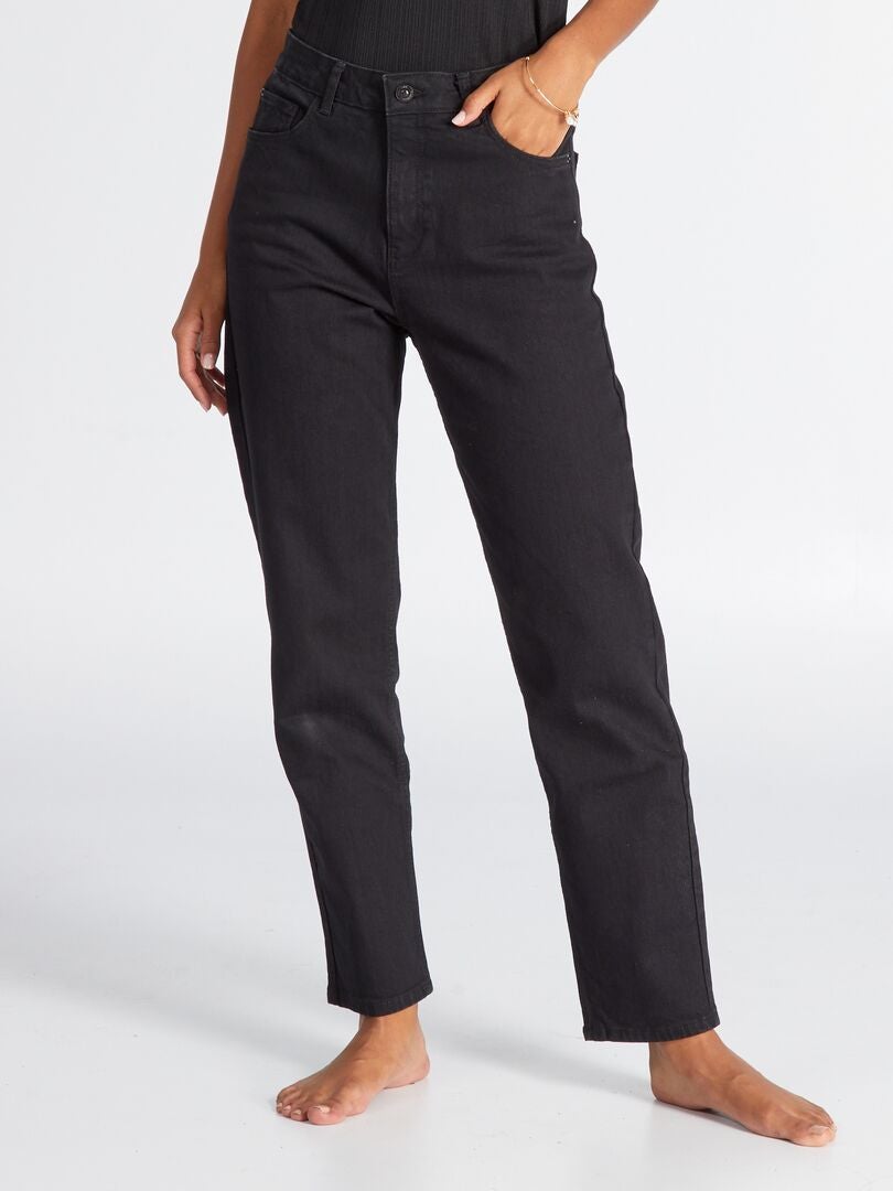 Calça jeans cintura alta regular - 38/28L - PRETA
