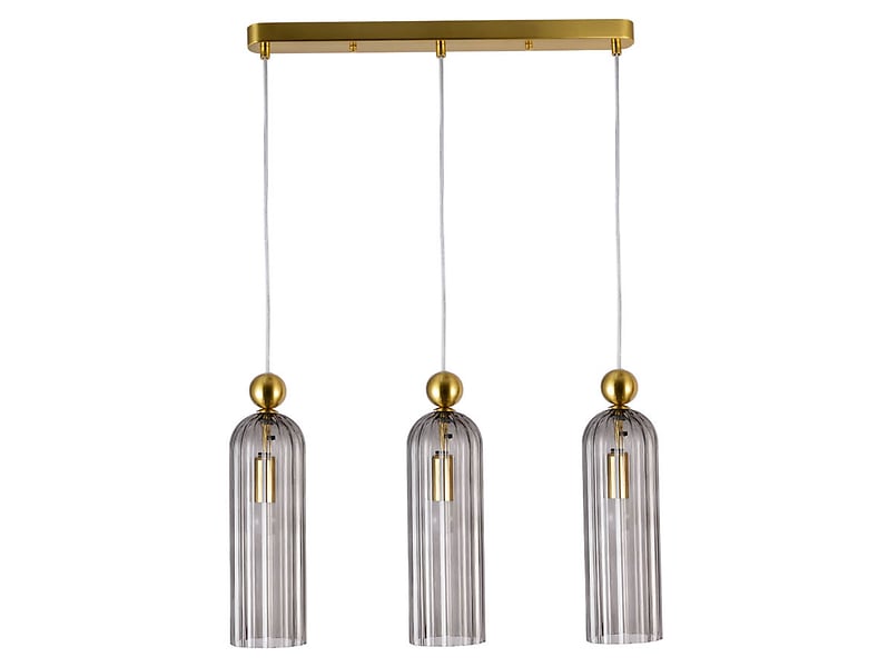 Lampa wisząca Piega 3-punktowa szklana złoto-szara