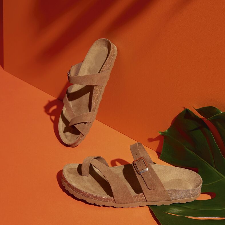 Sandalias marrones para mujer / Zapatos de punta abierta
