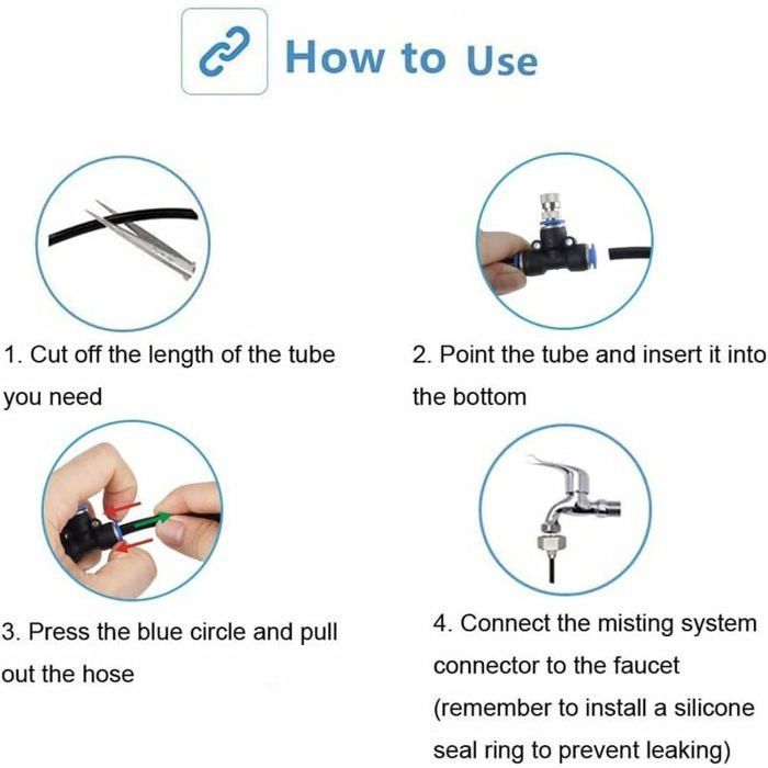 Outdoor misting system - MICH - 10 m - 9 nozzles - Replacement nozzles - Cutting tool - UV-resistant tube