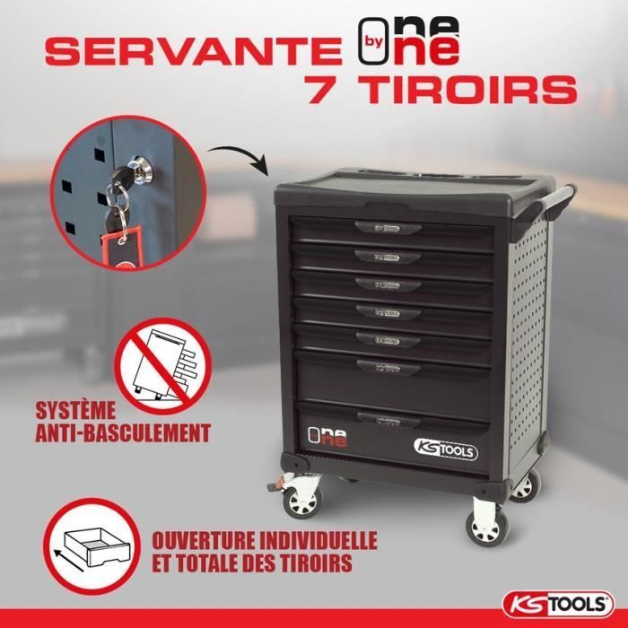 Carro de taller - Vacío - 7 cajones - KS Tools - 823.0007 - Negro - Carro de un cajón - Carga máxima por cajón: 45 kg
