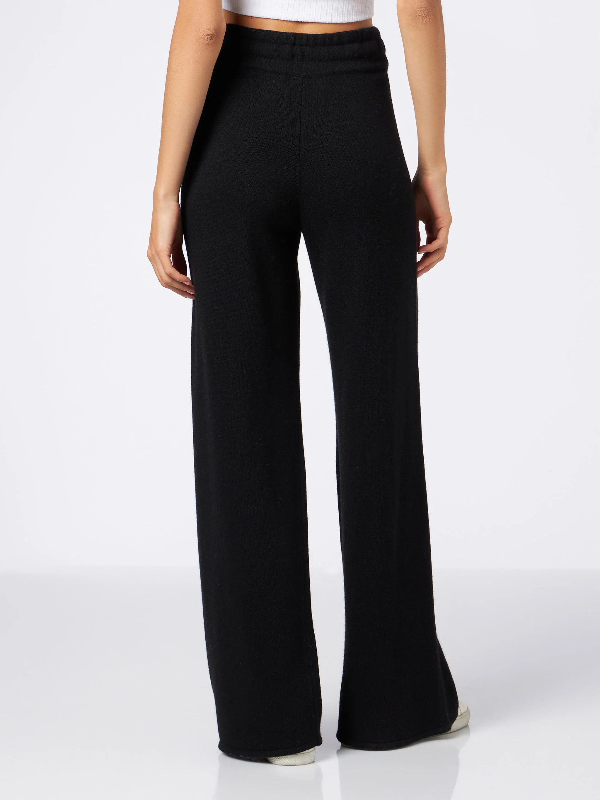 Schwarze Strick-Palazzo-Hose