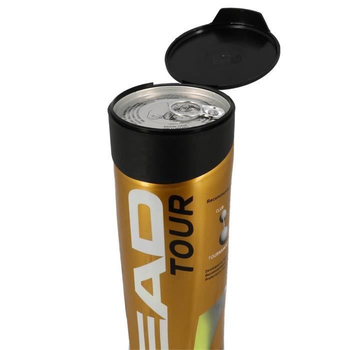 Balles de tennis - HEAD - Tour - Jaune Fluorescent - Lot de 4 - Synthétique