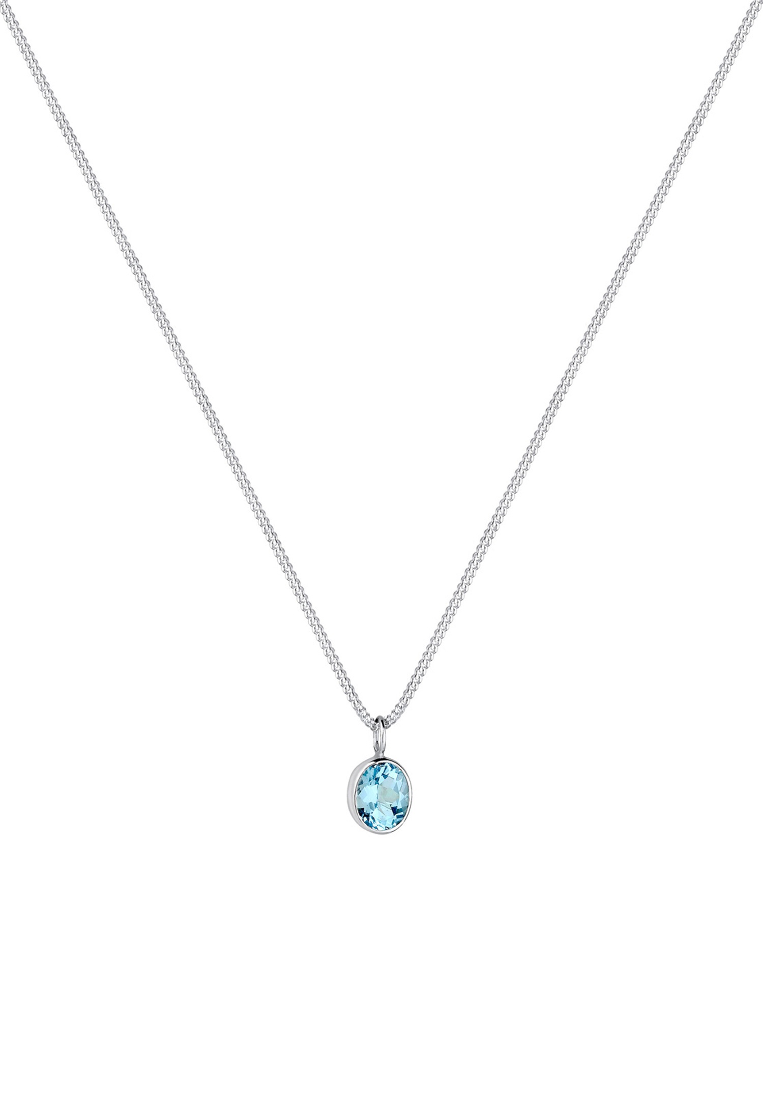 Elli Femmes Pendentif solitaire élégant avec topaze bleu clair en argent sterling 925