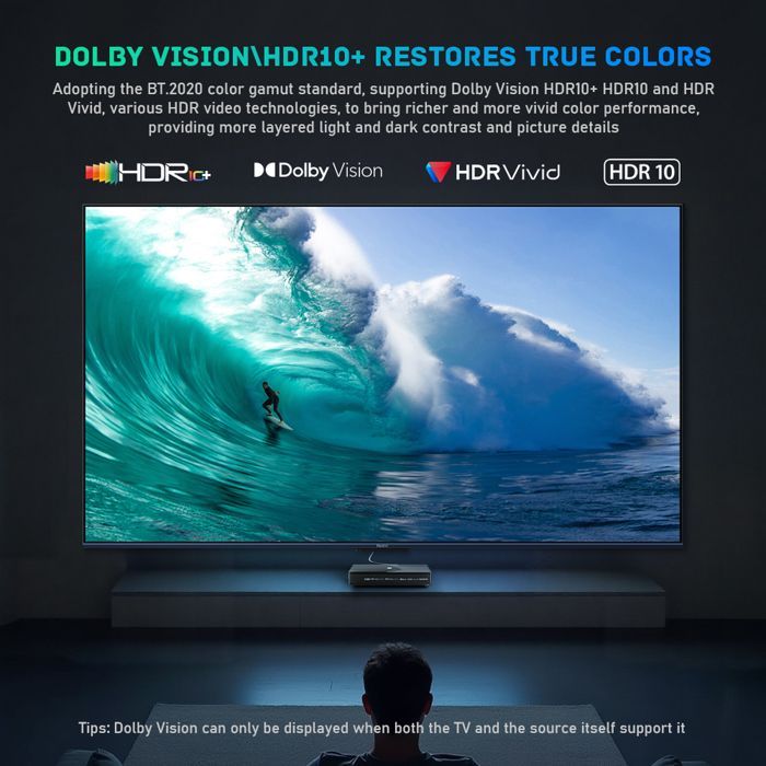 Boîtier TV Android 8K - RNCYN - Dolby Vision - HDR10+ - WiFi6 - ISO BDMV - Amlogic S928X-K - 4 GB de RAM - 64 GB de ROM
