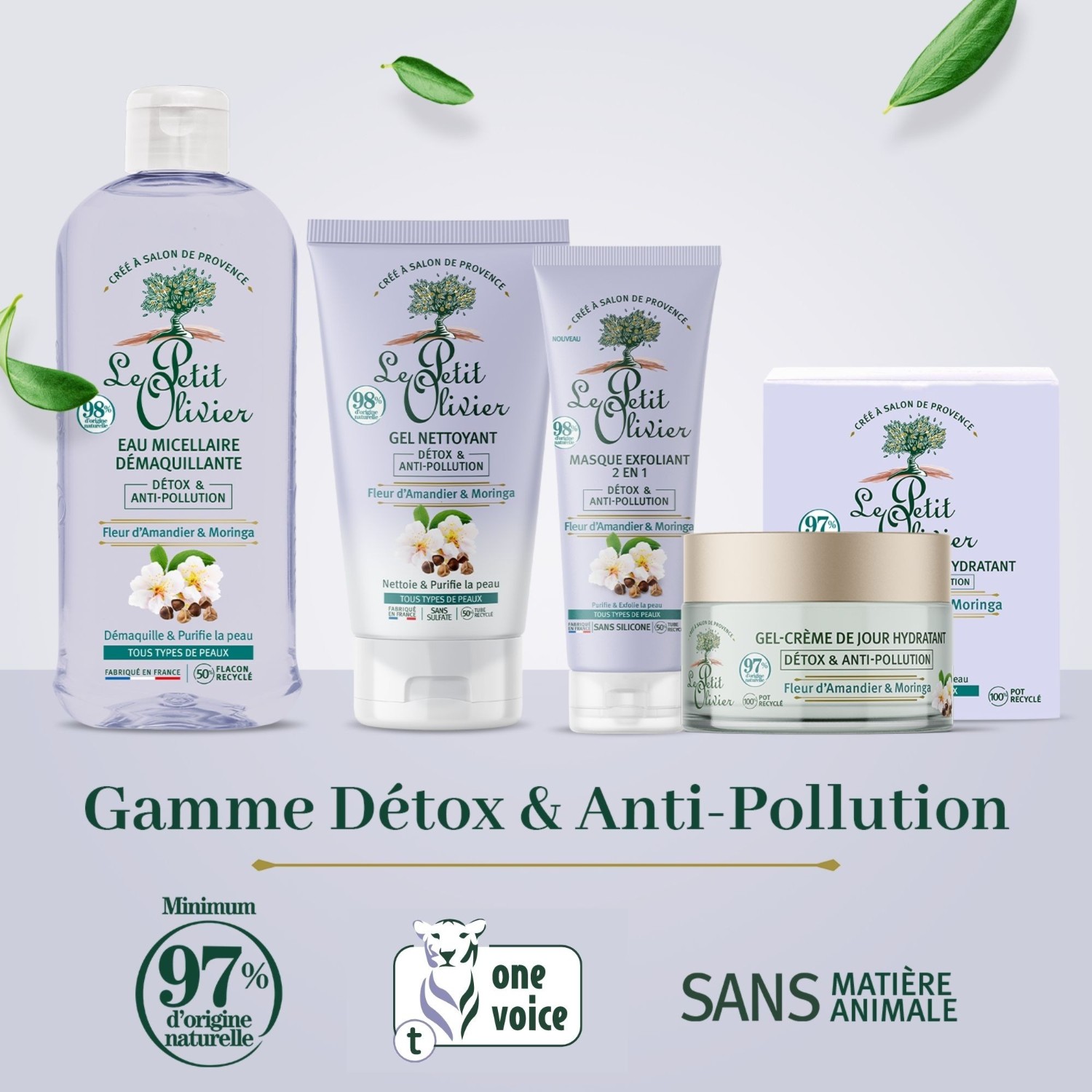 Le Petit Olivier Eau Micellaire Démaquillante Détox & Anti-Pollution Fleur d'Amandier & Moringa