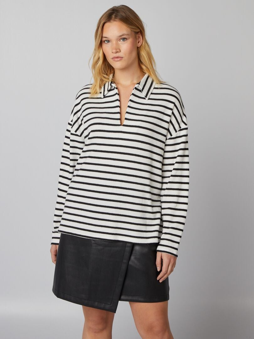 Camiseta polo de malha Doudou - BRANCA