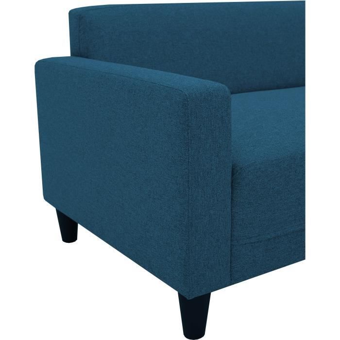 BOB 4-seater fixed corner sofa - Navy fabric - Reversible - W 197 x D 117 x H 65 cm