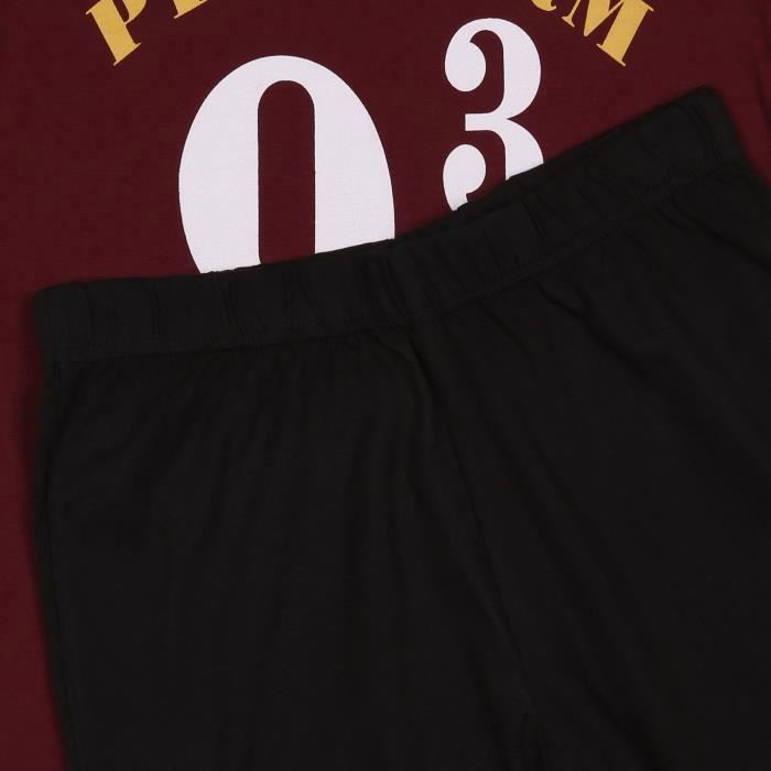 Harry Potter Platforma 9 3/4 Pyjama garçon, pyjama d'été pour garçon, bordeaux et noir