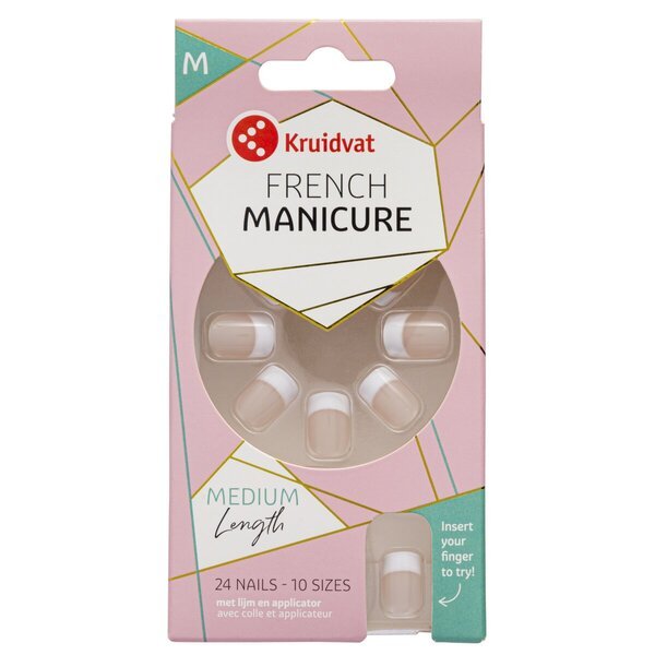 Kruidvat Salon Nails franču manikīrs vidēja garuma mākslīgie nagi<br>24 gabali
