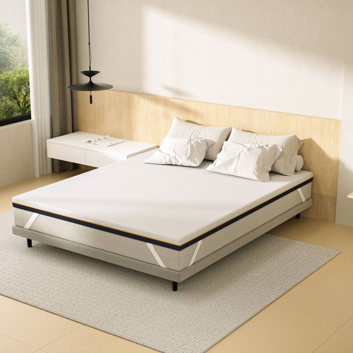 Cubrecolchón Dewinner, 140 x 190 x 7,5 cm de grosor, espuma viscoelástica, ergonómico, certificado Oeko-TEX, tejido suave y