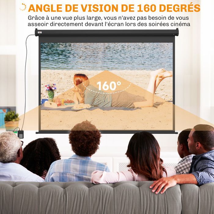 Pantalla de proyección HOMCOM de 84 pulgadas, formato 4:3, resolución 4K HD, motorizada y eléctrica, con panel de control y mando a distancia, color negro.