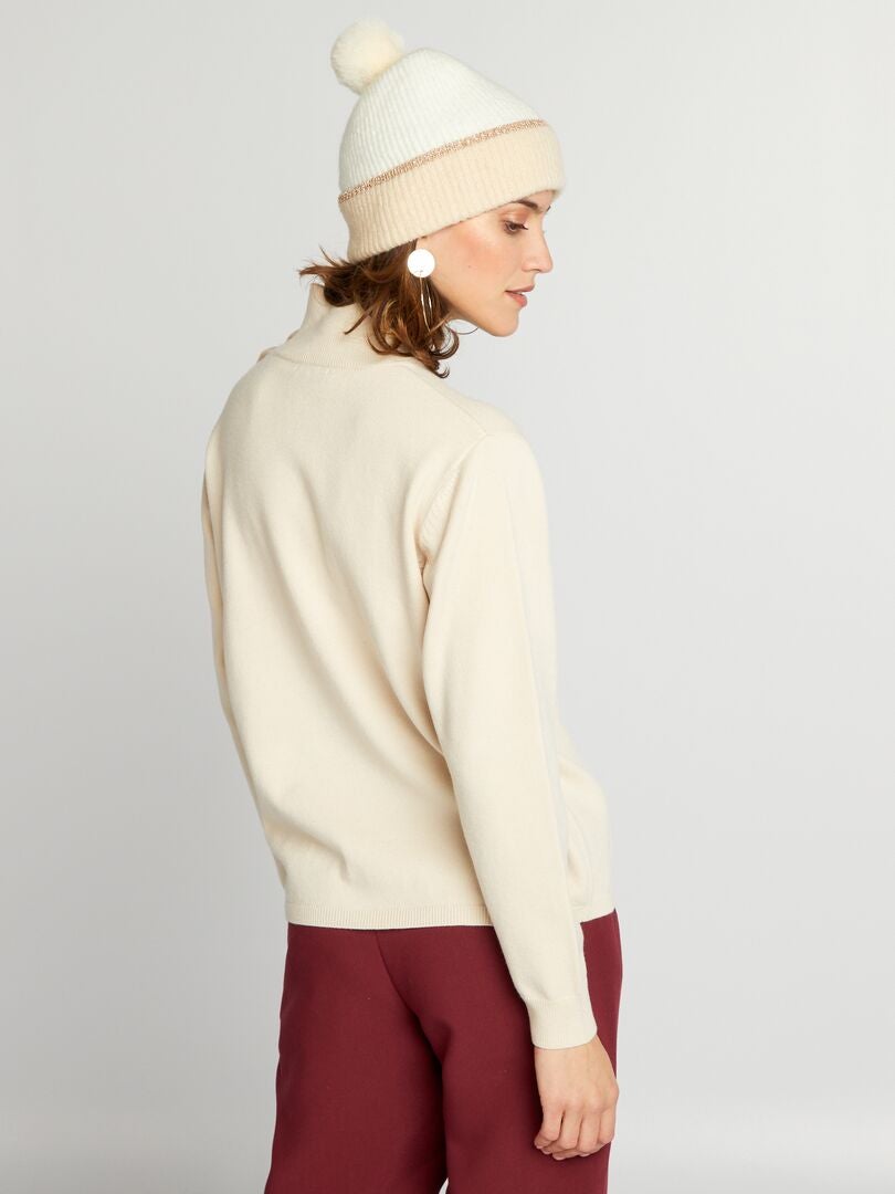 Jersey de punto con botones estampados - BLANCO