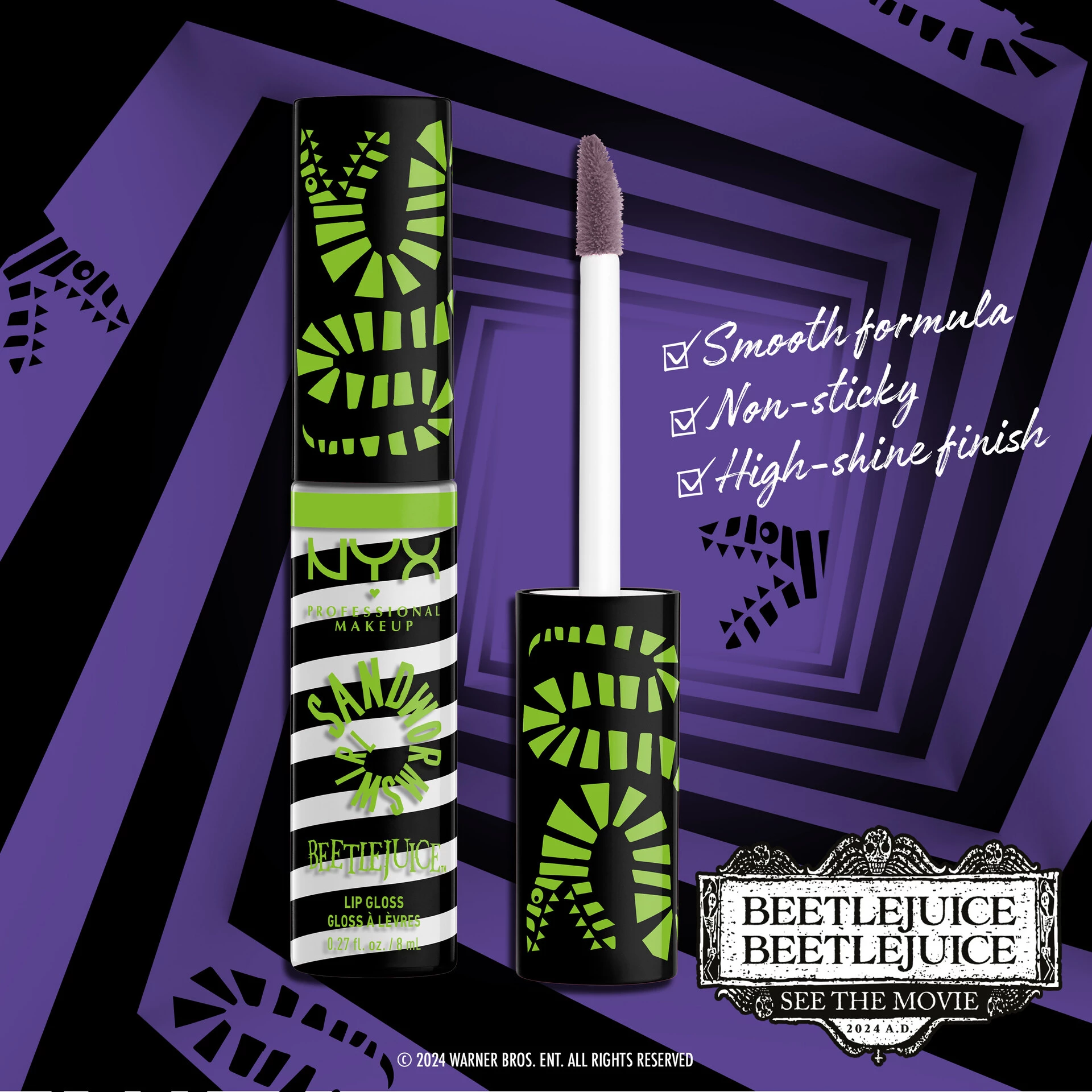 Beetlejuice Sandworm Swirl Butter Gloss Negru + Alb - NYX Professional Makeup