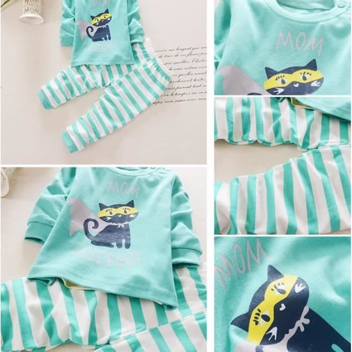 Baby Boy Pyjamas - FUNMOON - Blue Cat Print - 100% Cotton - 1-4 Years - Soft and Comfortable