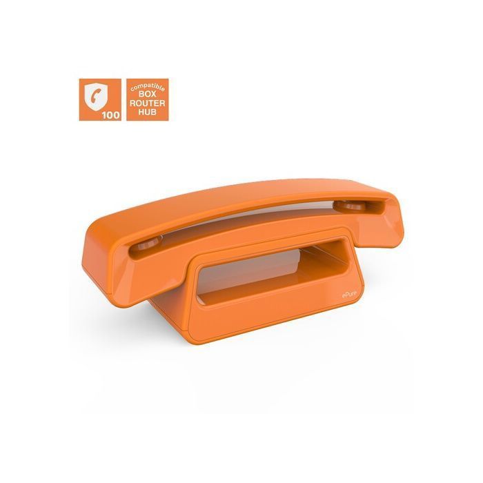 Teléfono inalámbrico fijo DECT - ALCATEL - ePure Iconic - Diseño vintage - Naranja