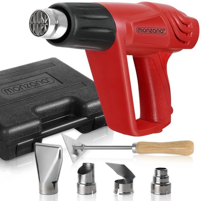 Pistola de calor de 2000 W - Deuba - Pistola de aire caliente con accesorios y estuche para bricolaje