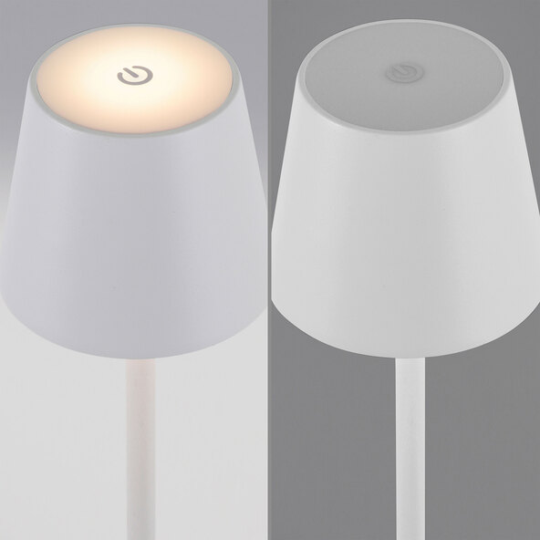 Buria LED rechargeable table lamp, set of 2, white