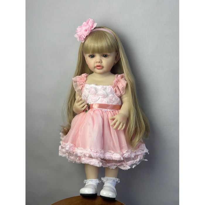 Muñeca Reborn de 55 cm - Niña rubia - Regalo de Navidad - Niña - Accesorios incluidos (biberón, chupete)