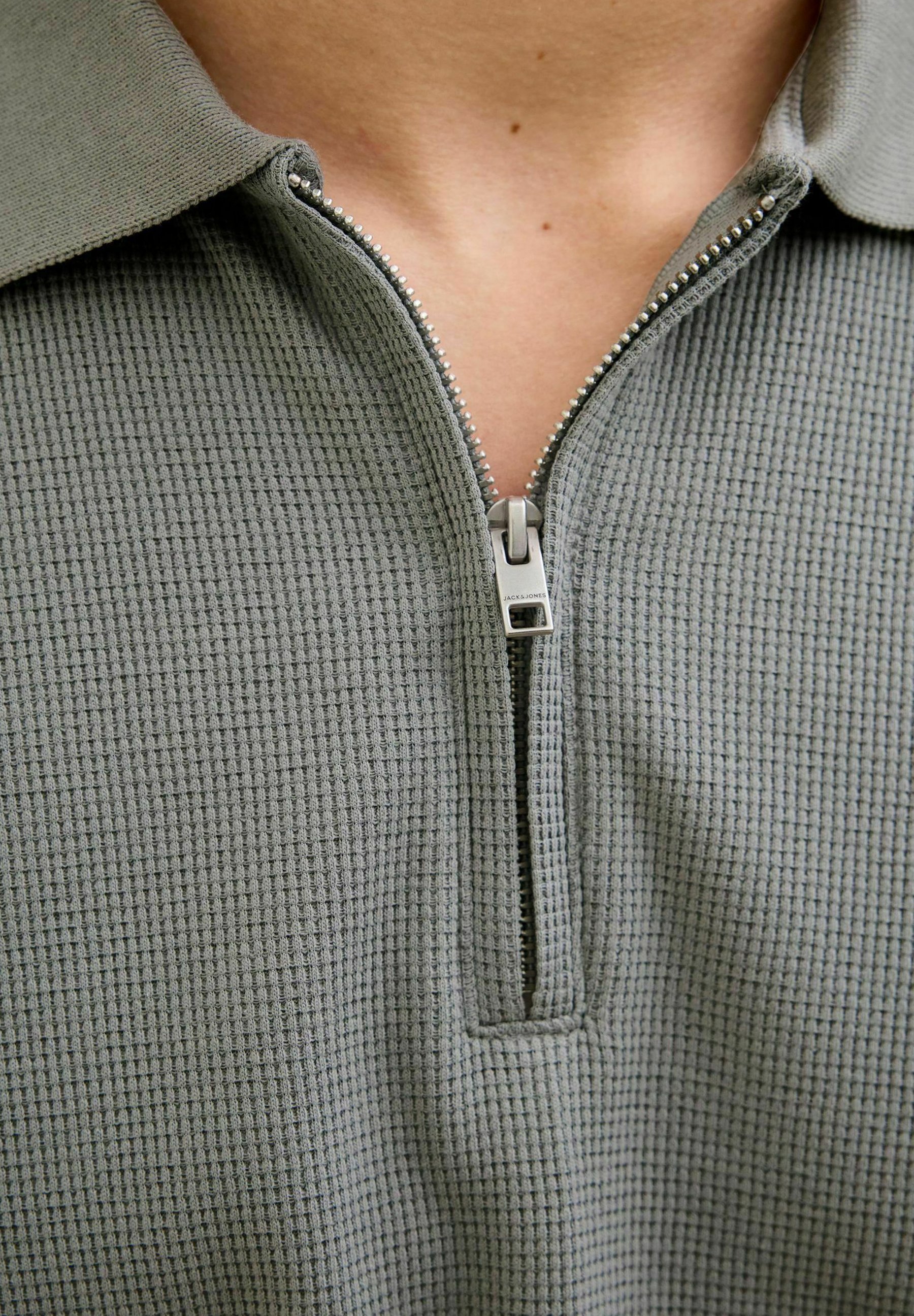 Polo Jack & Jones JJEAUSTIN ZIP SS NOOS - Gris ultime