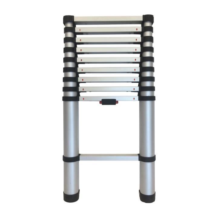 Escalera telescópica plegable Selekta de 10 peldaños, 2,9 m/3,75 m, aluminio