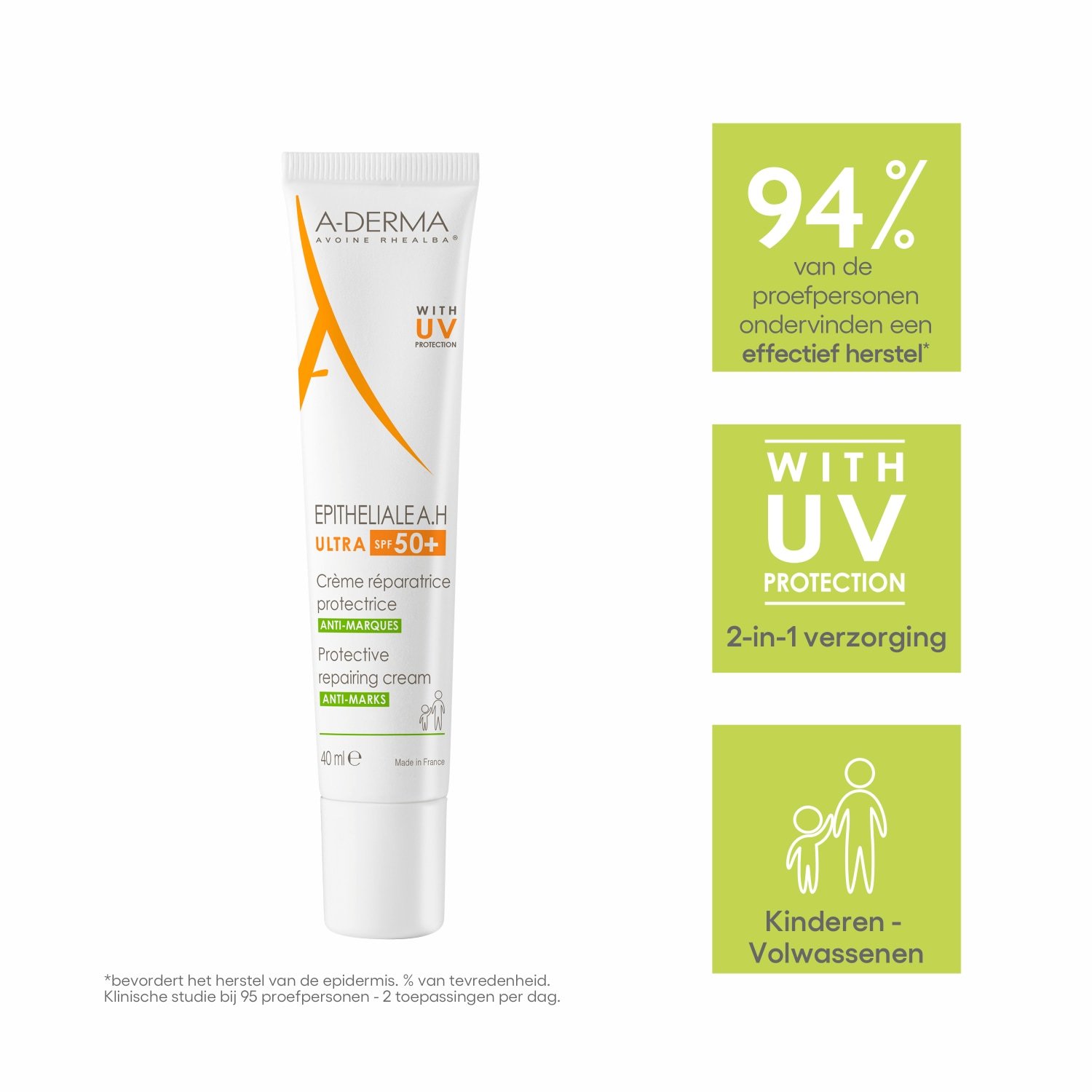 A-DERMA Epitheliale AH Ultra SPF50+ zaštitna i obnavljajuća krema za lice - 40 ml