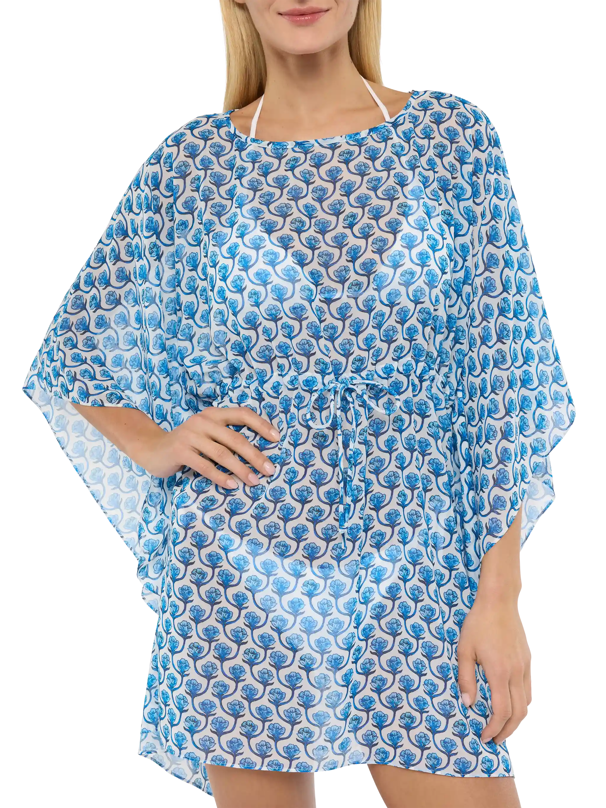 Iria kaftan van katoenzijde met bloemenprint.