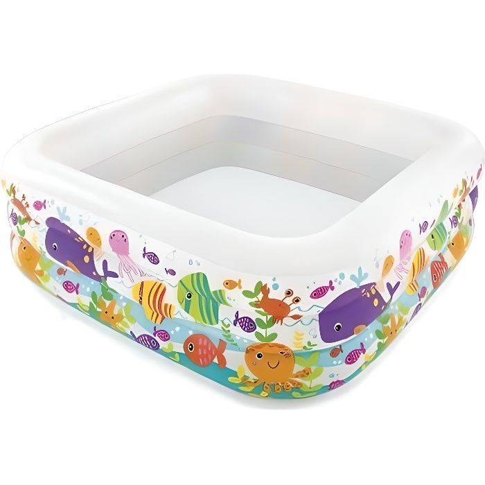 Piscina hinchable tipo acuario INTEX de 159x159x50 cm - Para niños - Uso exterior
