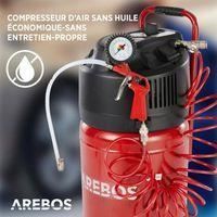 Compresor de aire AREBOS - Modelo portátil - 30 litros - Sin aceite - 1500 W - 10 bar