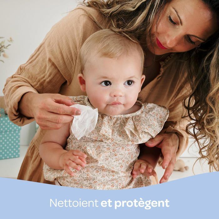 BIOLANE - Lingettes bébé à l'eau - 450 Lingettes - Lot de 6x75 - Nettoyage doux et efficace - Sans Rinçage