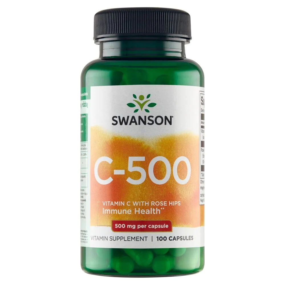 Swanson Witamina C 500 mg + Dzika Róża Kapsułki